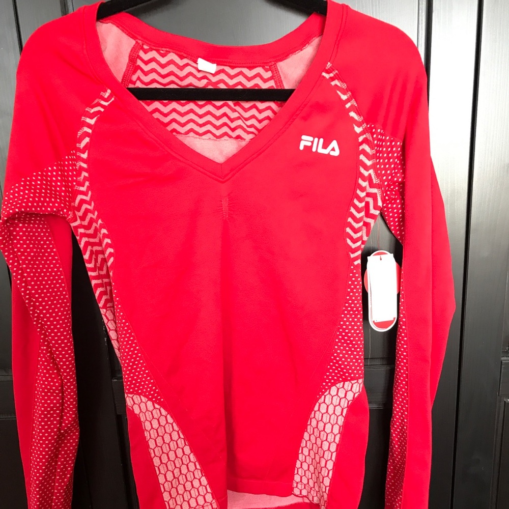 Fila workout  long sleeve red under armor shirt